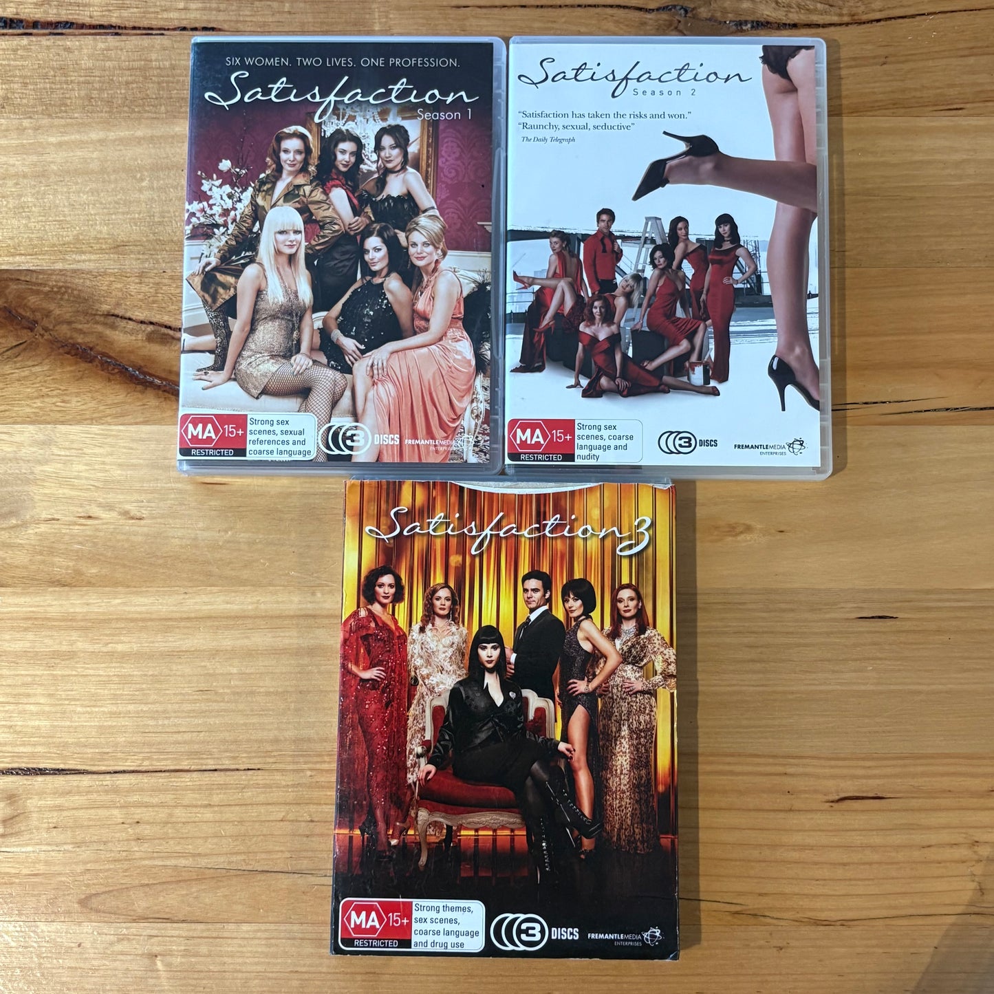 Satisfaction Season 1-3 DVD Complete Series Set PAL 4 VGC