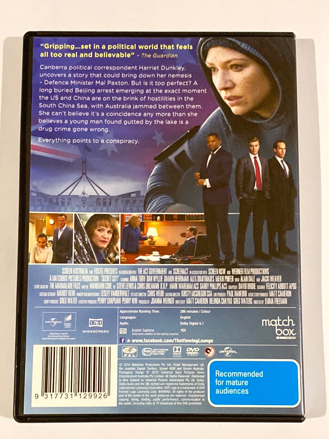 Secret City DVD Complete Season 1 Australian Political Drama 2-Disc Set PAL 2,4 VGC