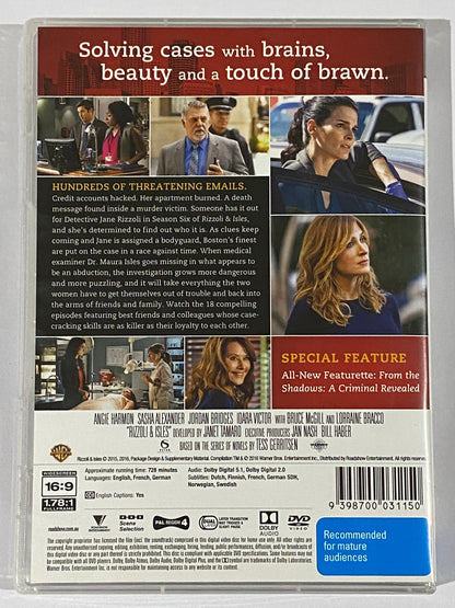 Rizzoli & Isles Complete Season 6 ­DVD 4-Disc Set PAL 4 VGC