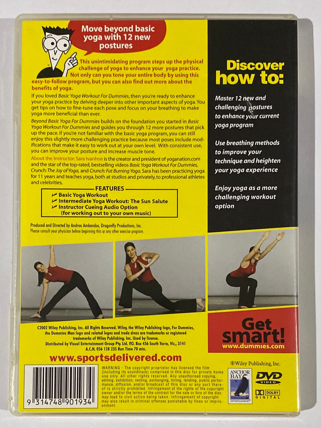 Basic Yoga Workout For Dummies with Sarah Ivanhoe DVD 2 Pack VGC