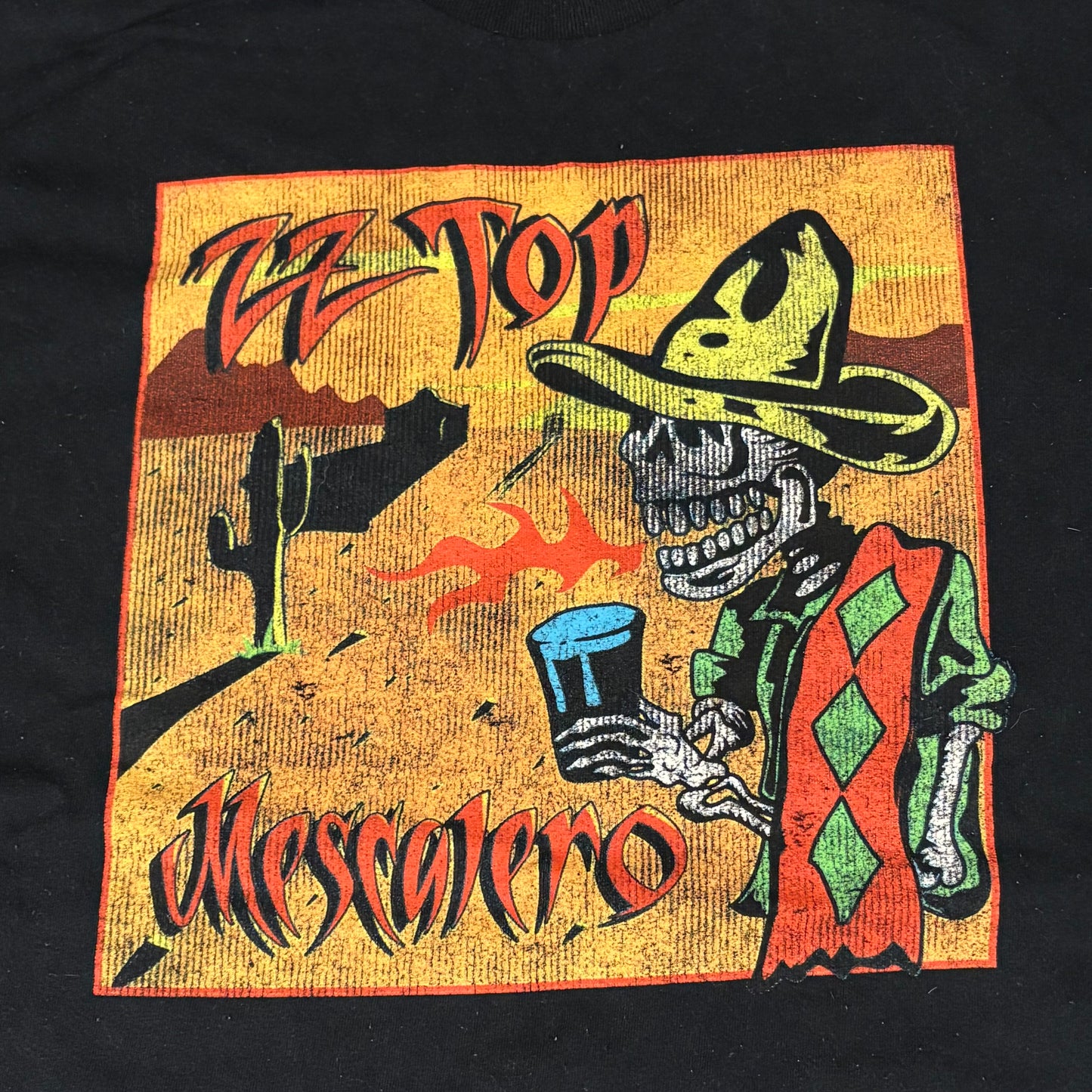 ZZ Top Mescalero Album Cover T-Shirt Retro Style Black Size XL