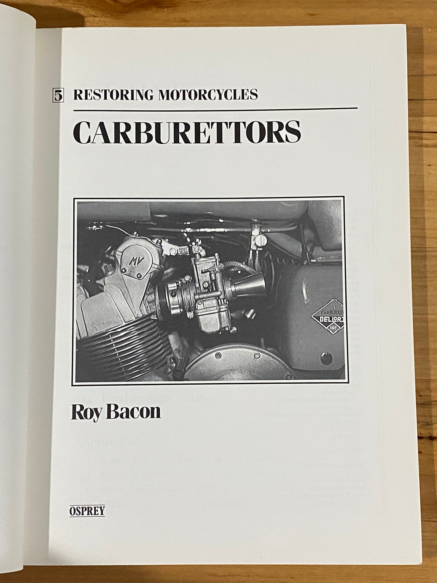 Restoring Motorcycles 5 Carburettors by Roy Bacon 1989 Paperback VGC