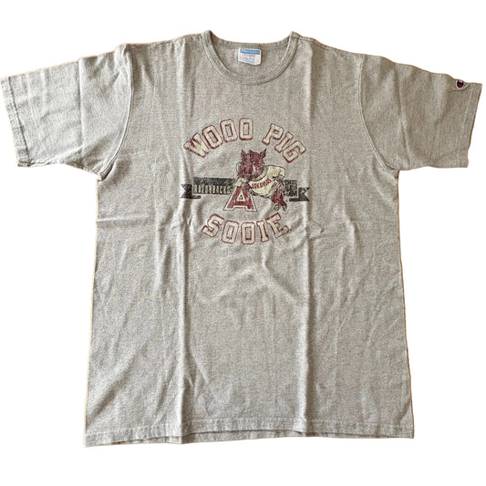 Wood Pig Sooie Arkansas Razorbacks T-Shirt Grey Short Sleeve Size XL VTG