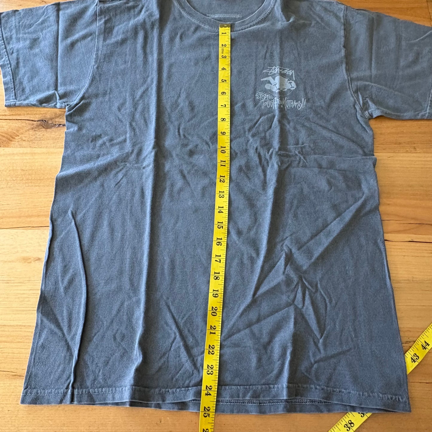 Stüssy Skate Tough You Muthas! T-Shirt Grey Short Sleeve Size Medium