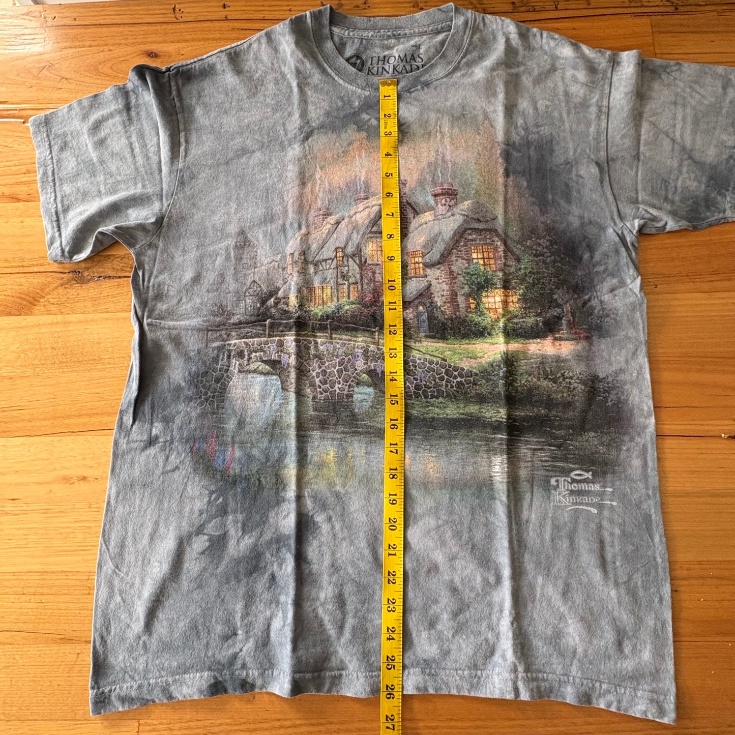 Thomas Kinkade T-Shirt Blue Short Sleeve Size Large