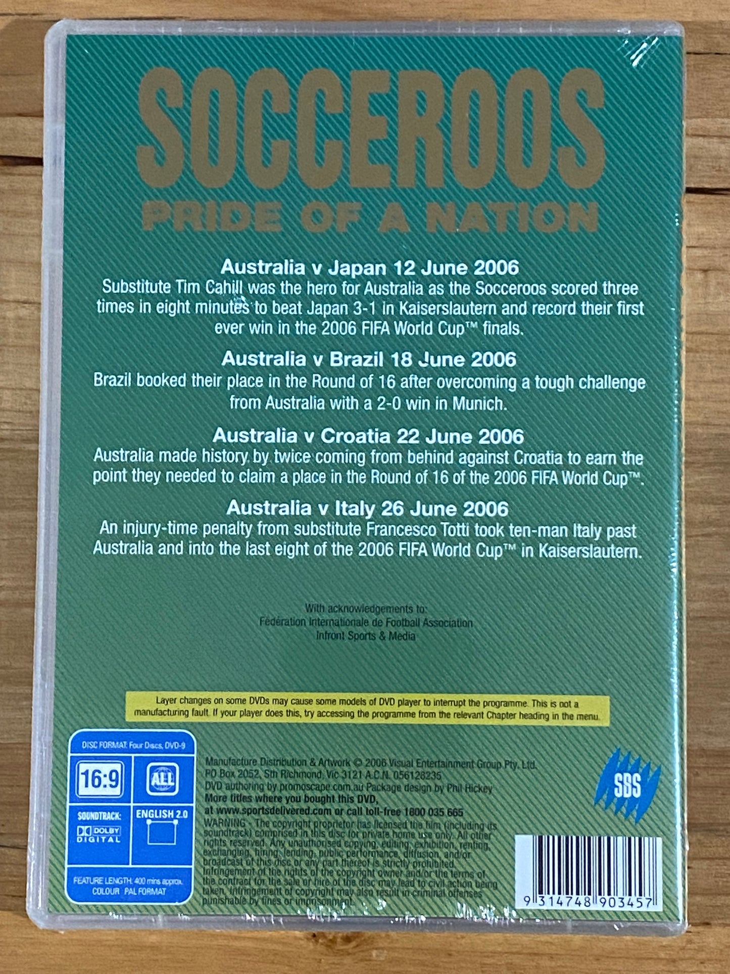 Socceroos Pride Of A Nation DVD FIFA World Cup 2006 Germany PAL 4 New Sealed