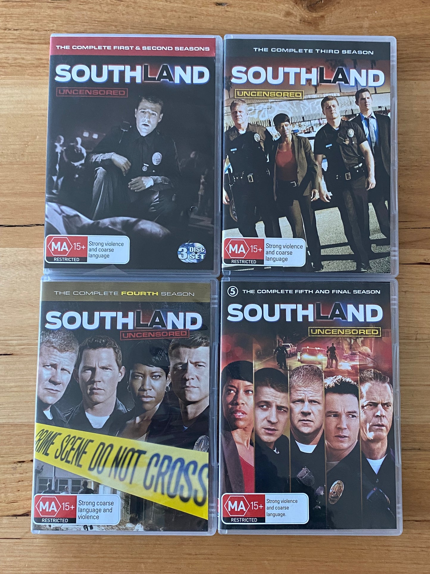 Southland Uncensored Complete Set DVD Seasons 1-5 PAL 4 VGC