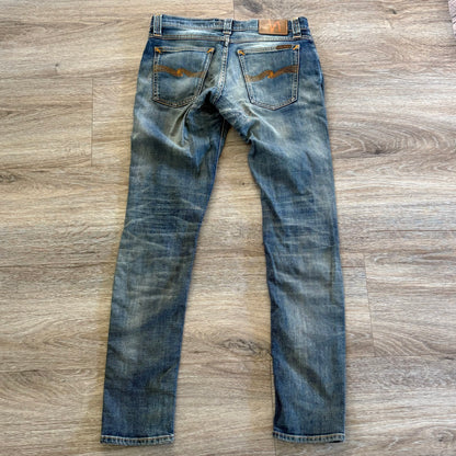 Nudie Jeans Womens Distressed W 28 L 32 Blue Denim Skinny
