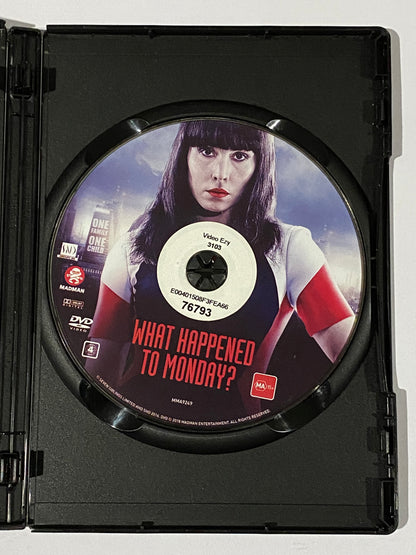 What Happened To Monday? DVD Noomi Rapace Willem Dafoe PAL 4 VGC