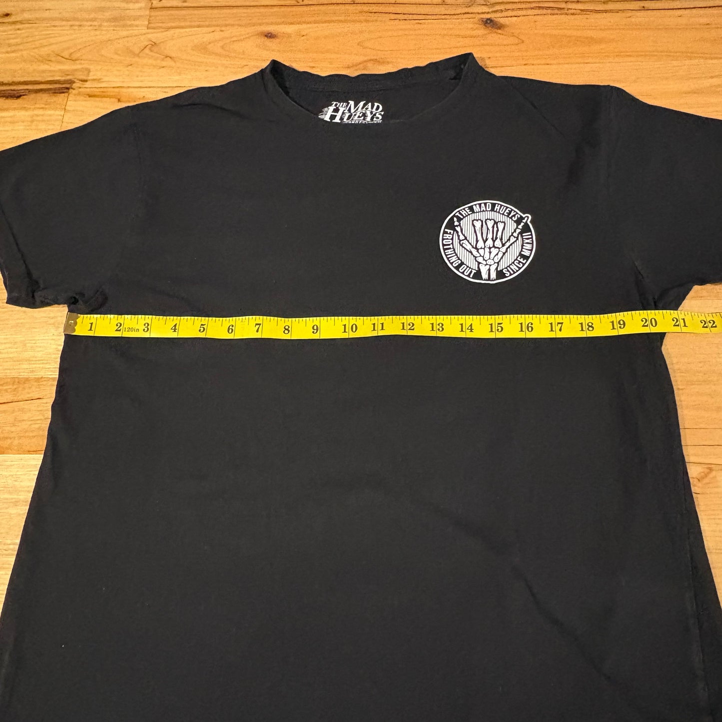 The Mad Hueys T-Shirt Black T-Shirt Double Side Print Cotton Size Large