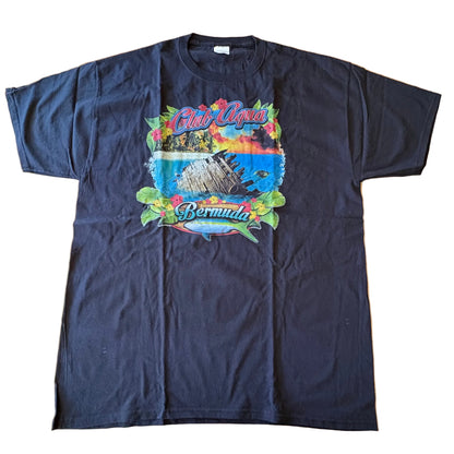 Club Aqua Fruit Of The Loom T-Shirt Black Short Sleeve Size XL