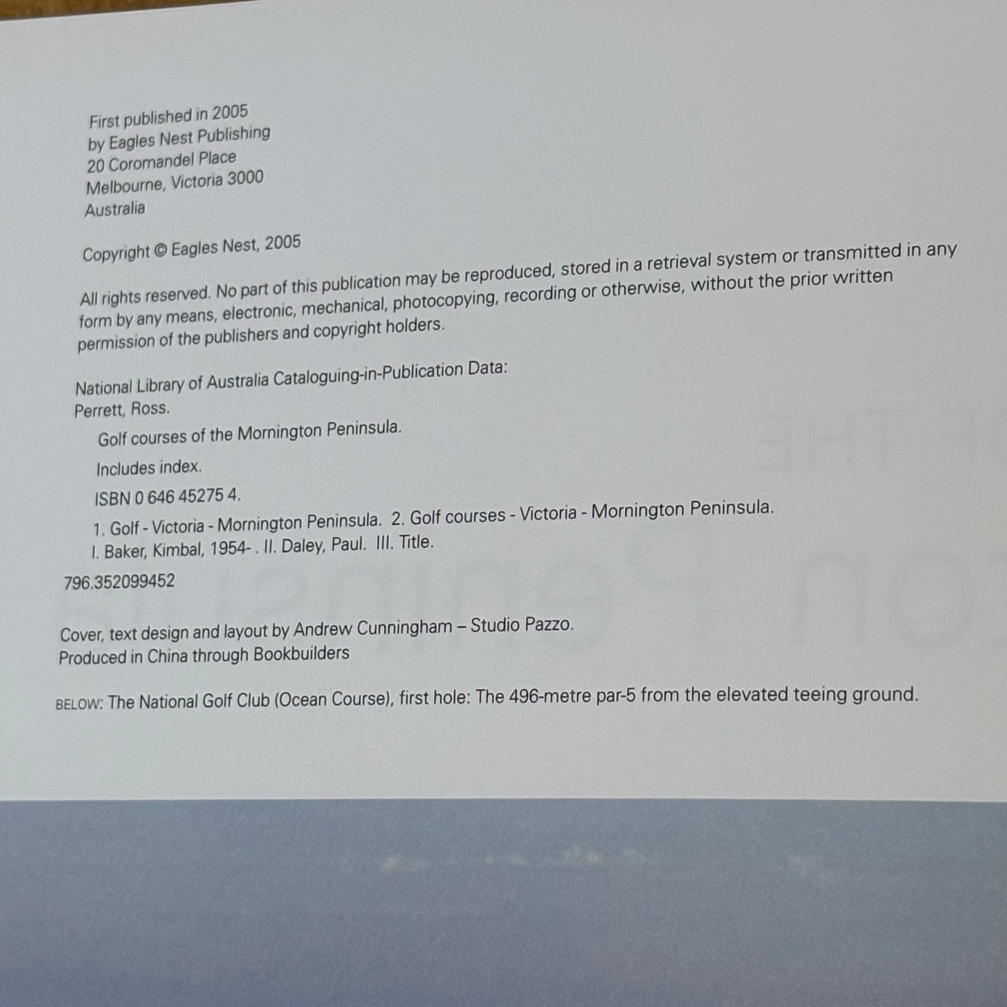 Golf Courses of Mornington Peninsula Perrett Kimbal Hardcover 2005 GD