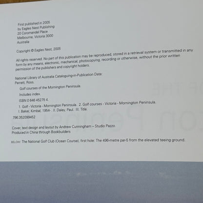 Golf Courses of Mornington Peninsula Perrett Kimbal Hardcover 2005 GD