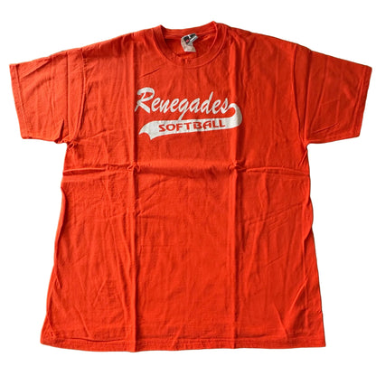 Renegades Softball Team T-Shirt Orange Short Sleeve Size XL