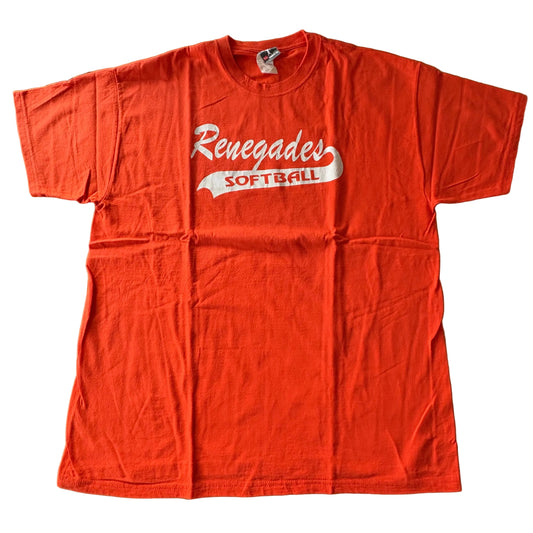 Renegades Softball Team T-Shirt Orange Short Sleeve Size XL