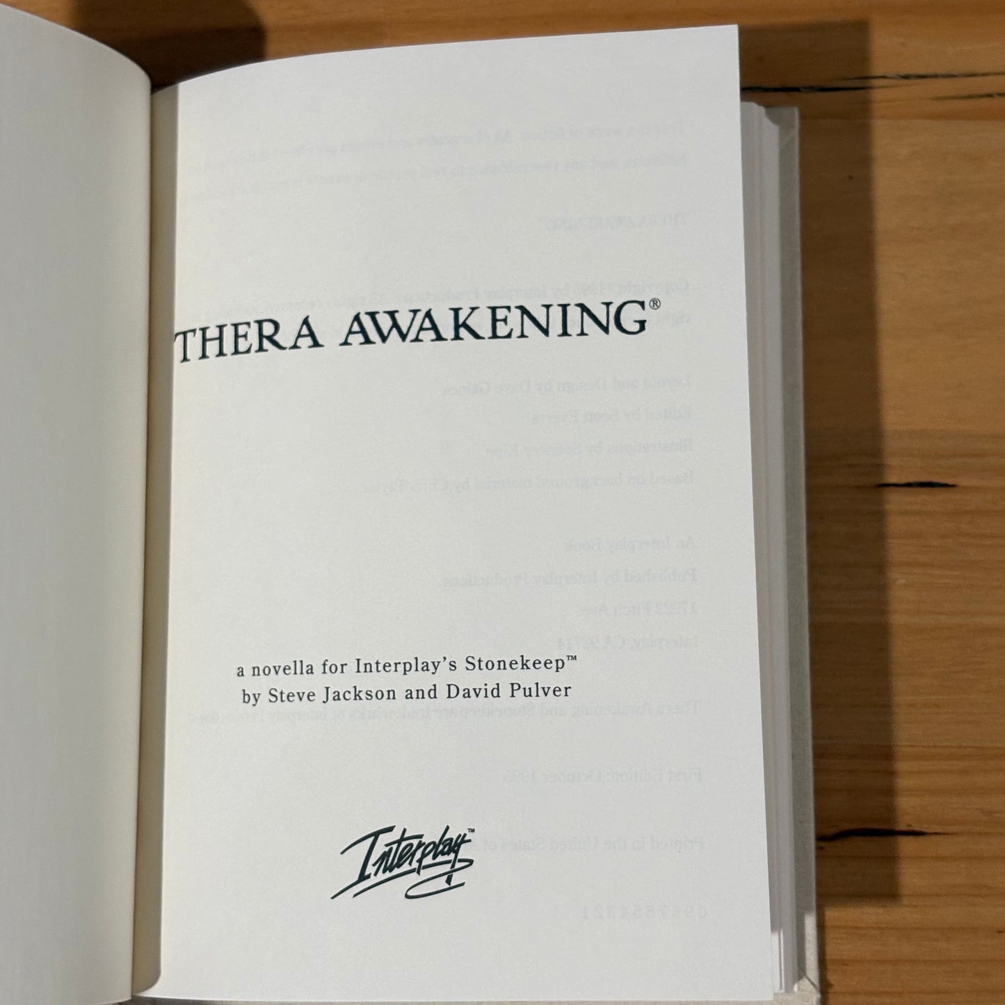 Thera Awakening Stonekeep Hardcover by Steve Jackson and David Pulver GD