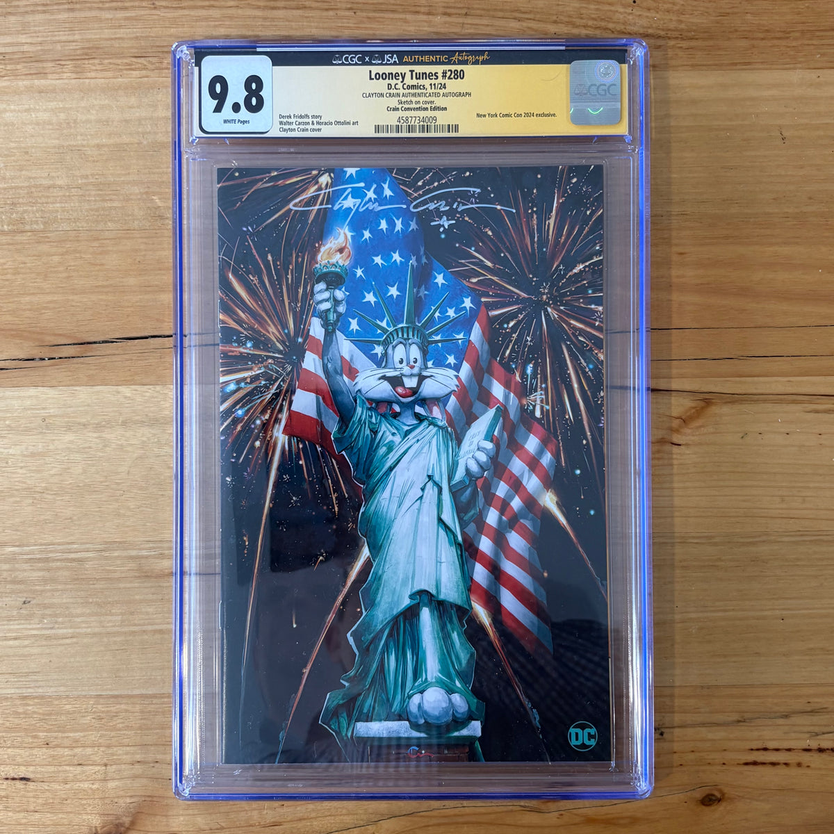 Looney Tunes #280 Signed Clayton Crain NYCC Virgin Variant CGC 9.8
