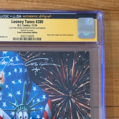 Looney Tunes #280 Signed Clayton Crain NYCC Virgin Variant CGC 9.8