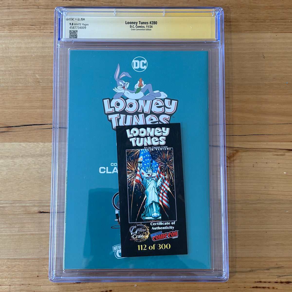 Looney Tunes #280 Signed Clayton Crain NYCC Virgin Variant CGC 9.8