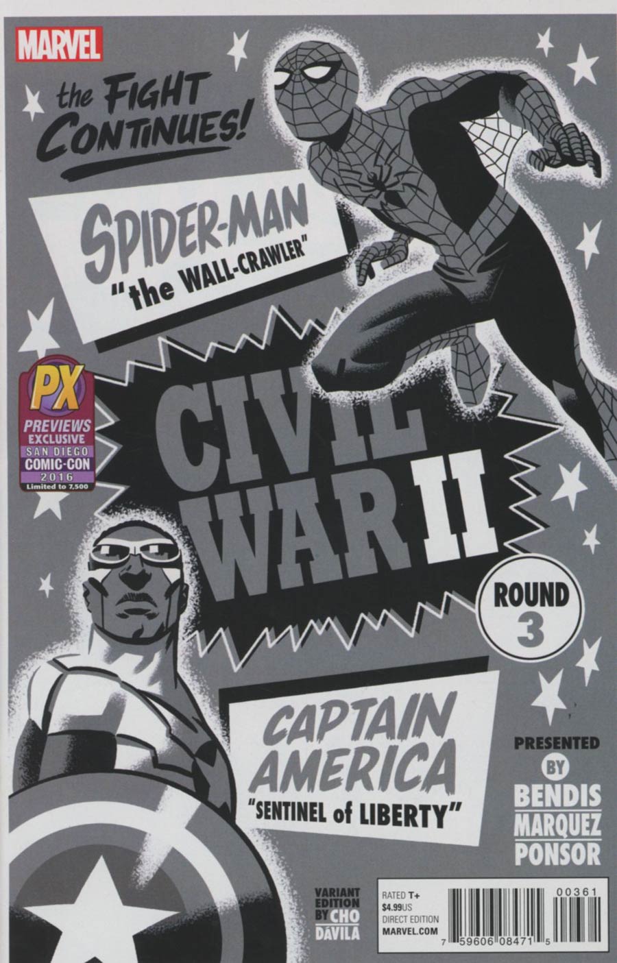 CIVIL WAR II (2016) #3 MICHAEL CHO BLACK AND WHITE VARIANT